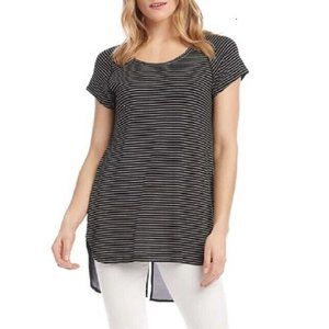 Karen Kane Womens Medium M Casablanca Striped Contrast Shirttail Tee T-Shirt